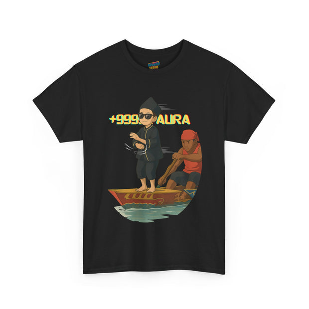 Aura Farming +9999 unisex t-shirt featuring Gen Z and Gen Alpha slang, streetwear fashion tee for stacking aura, confidence, and drip.