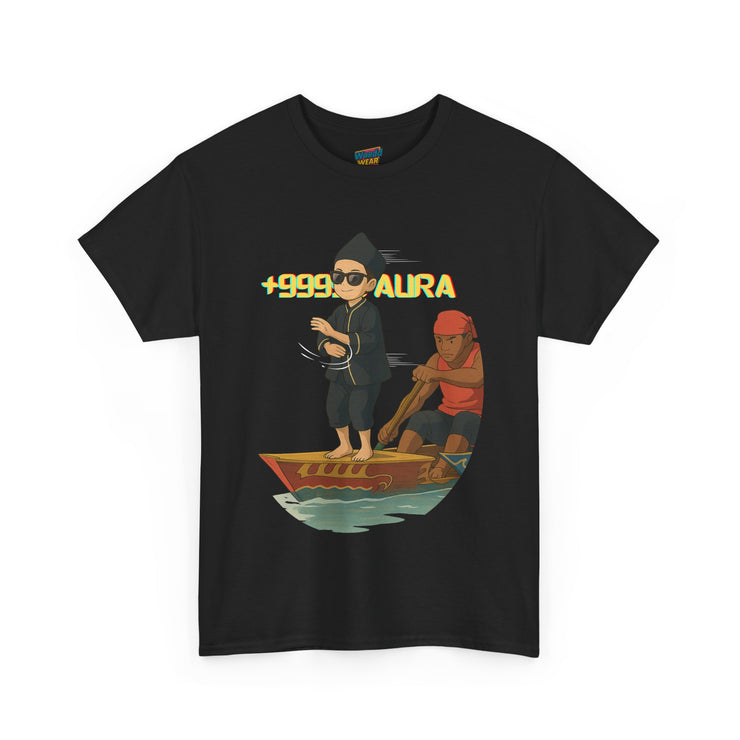 Aura Farming +9999 unisex t-shirt featuring Gen Z and Gen Alpha slang, streetwear fashion tee for stacking aura, confidence, and drip.
