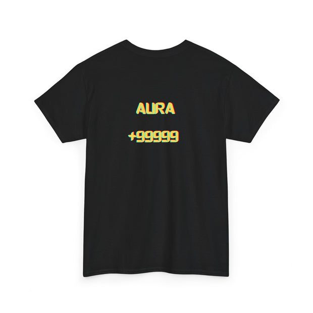 Aura Farming +9999 unisex t-shirt featuring Gen Z and Gen Alpha slang, streetwear fashion tee for stacking aura, confidence, and drip.