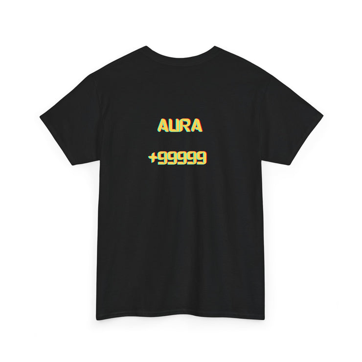 Aura Farming +9999 unisex t-shirt featuring Gen Z and Gen Alpha slang, streetwear fashion tee for stacking aura, confidence, and drip.