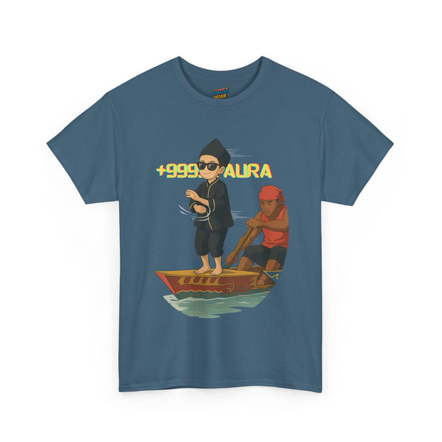 Aura Farming +9999 unisex t-shirt featuring Gen Z and Gen Alpha slang, streetwear fashion tee for stacking aura, confidence, and drip.