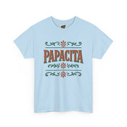 light blue Papacita unisex heavy cotton graphic t-shirt, cool dad gift for Father’s Day, casual streetwear tee for celebrations and everyday wear