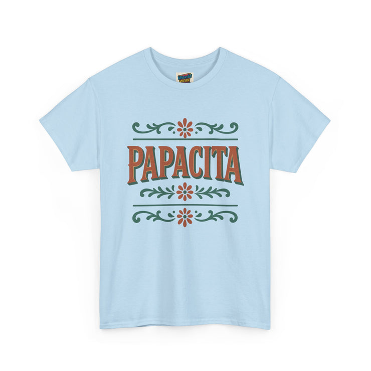 light blue Papacita unisex heavy cotton graphic t-shirt, cool dad gift for Father’s Day, casual streetwear tee for celebrations and everyday wear