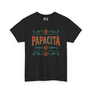black Papacita unisex heavy cotton graphic t-shirt, cool dad gift for Father’s Day, casual streetwear tee for celebrations and everyday wear