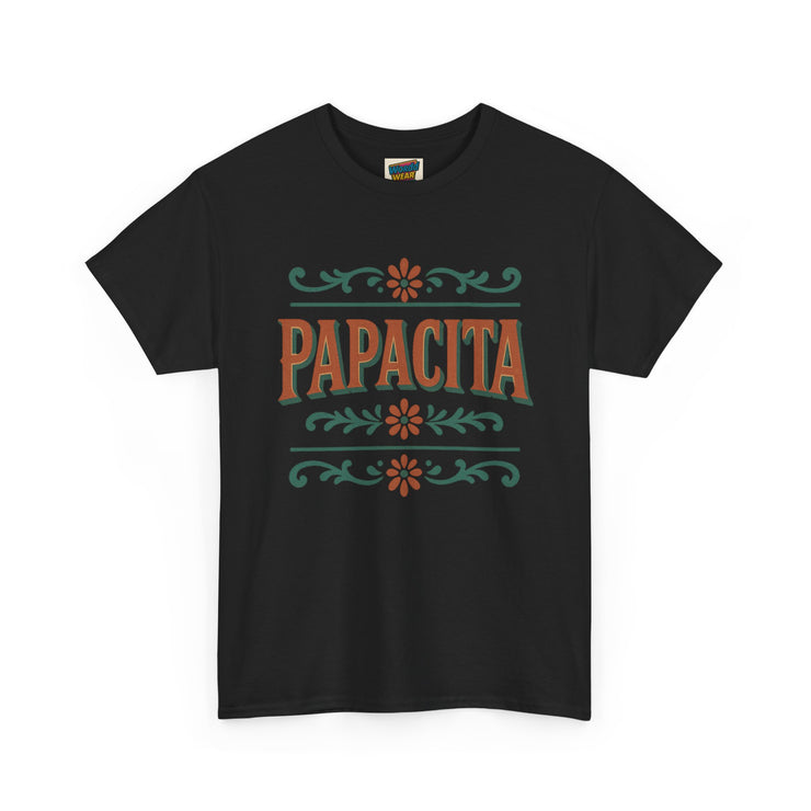 black Papacita unisex heavy cotton graphic t-shirt, cool dad gift for Father’s Day, casual streetwear tee for celebrations and everyday wear