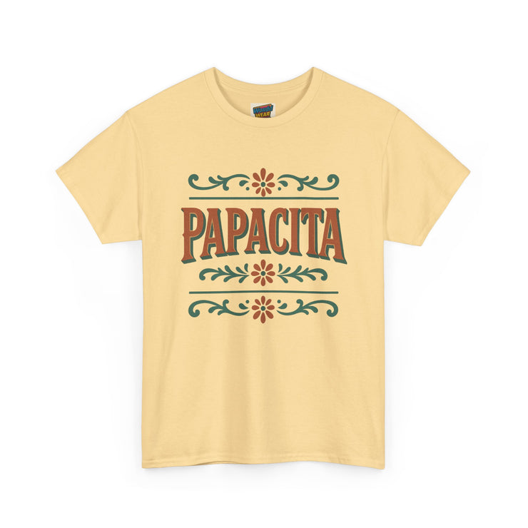 yellow Papacita unisex heavy cotton graphic t-shirt, cool dad gift for Father’s Day, casual streetwear tee for celebrations and everyday wear